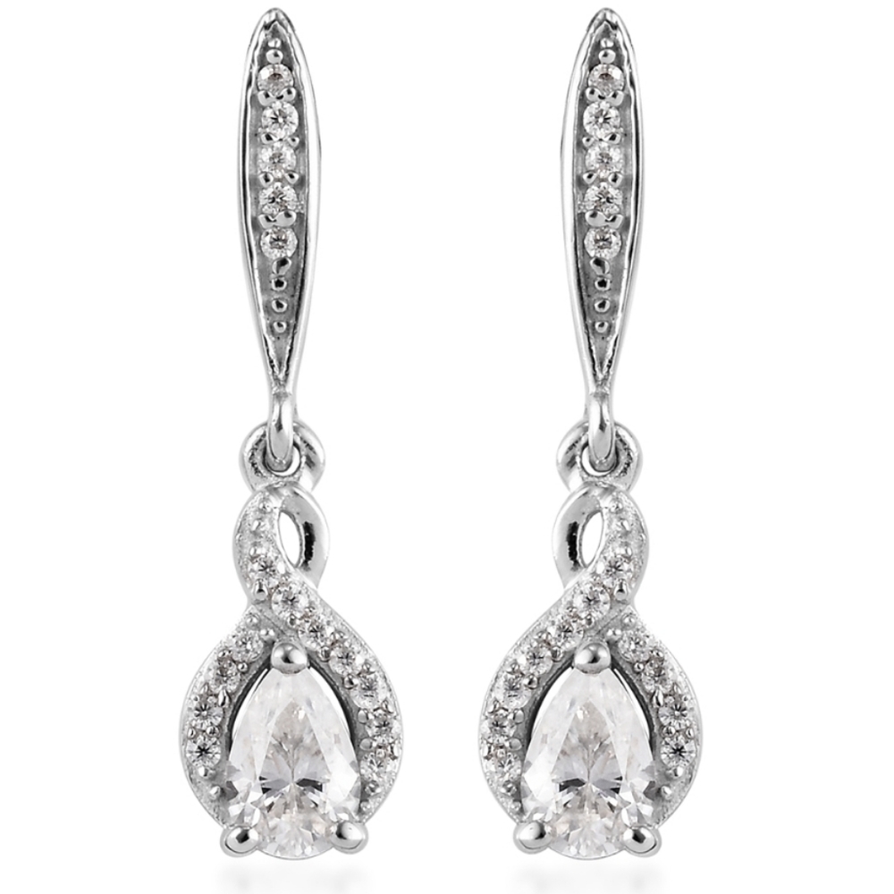 Moissanite Dangling Earrings in Sterling Silver